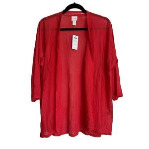 Chico's Sweater Womens Size 2 Large US 12 Basi Watermelon Fizz Audrey Cardigan